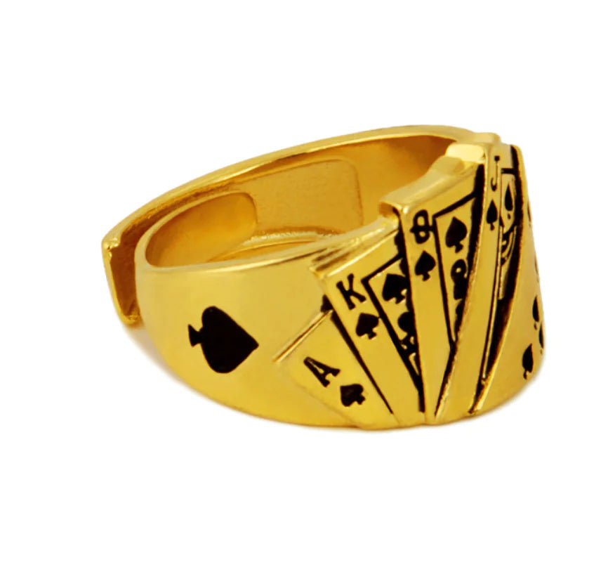 Elegant Poker Themed Gold Band