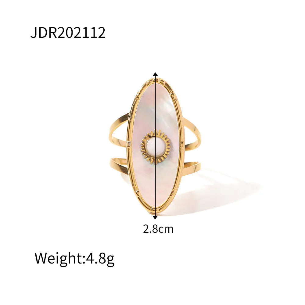 18K Gold Pearlescent Geometric Ring