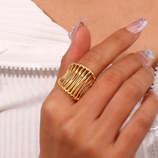Gold Cross Woven Ring