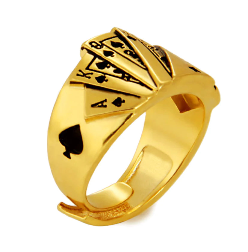 Elegant Poker Themed Gold Band