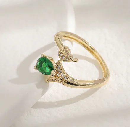 Copper Plated Gold Inlaid Zircon Fashion Ring