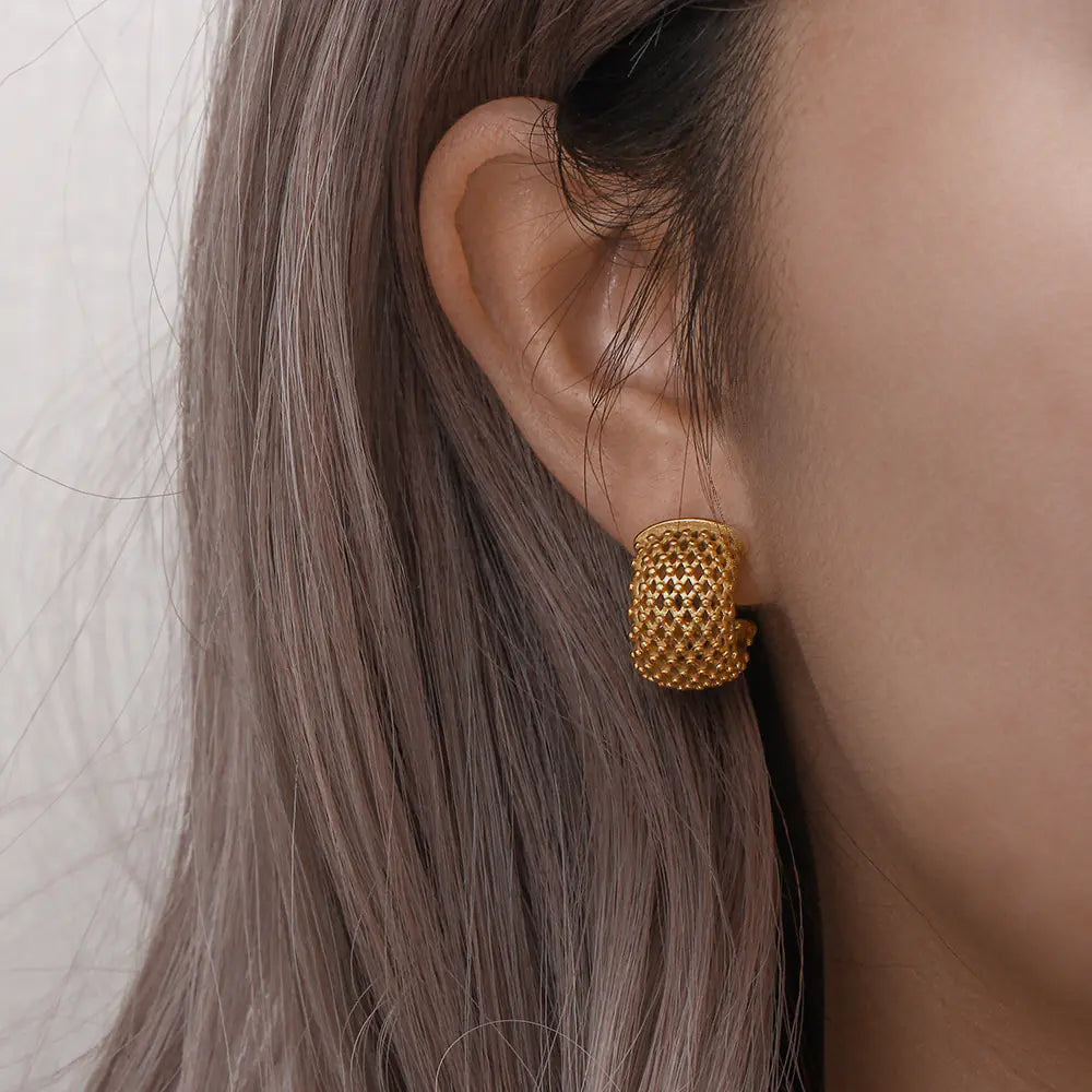 Basket Weave Shaped Earrings