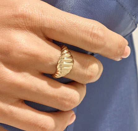 Golden Croissant Elegance Ring