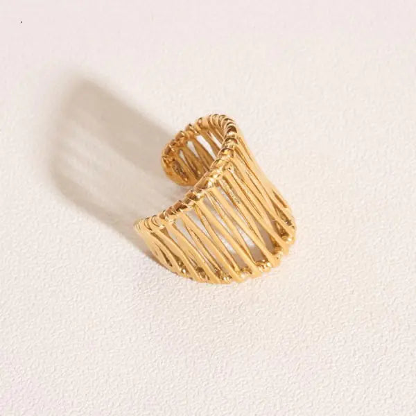 Gold Cross Woven Ring