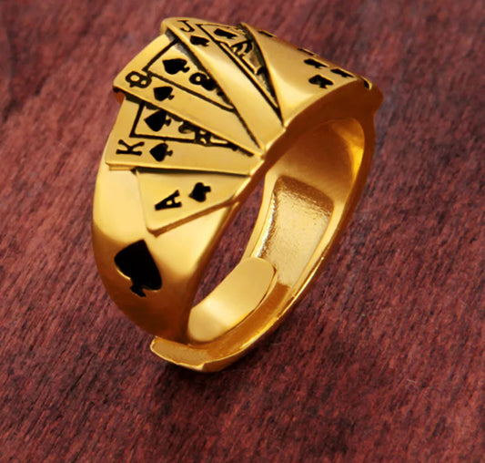 Elegant Poker Themed Gold Band