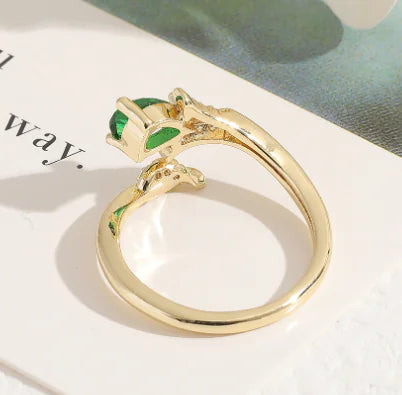 Copper Plated Gold Inlaid Zircon Fashion Ring
