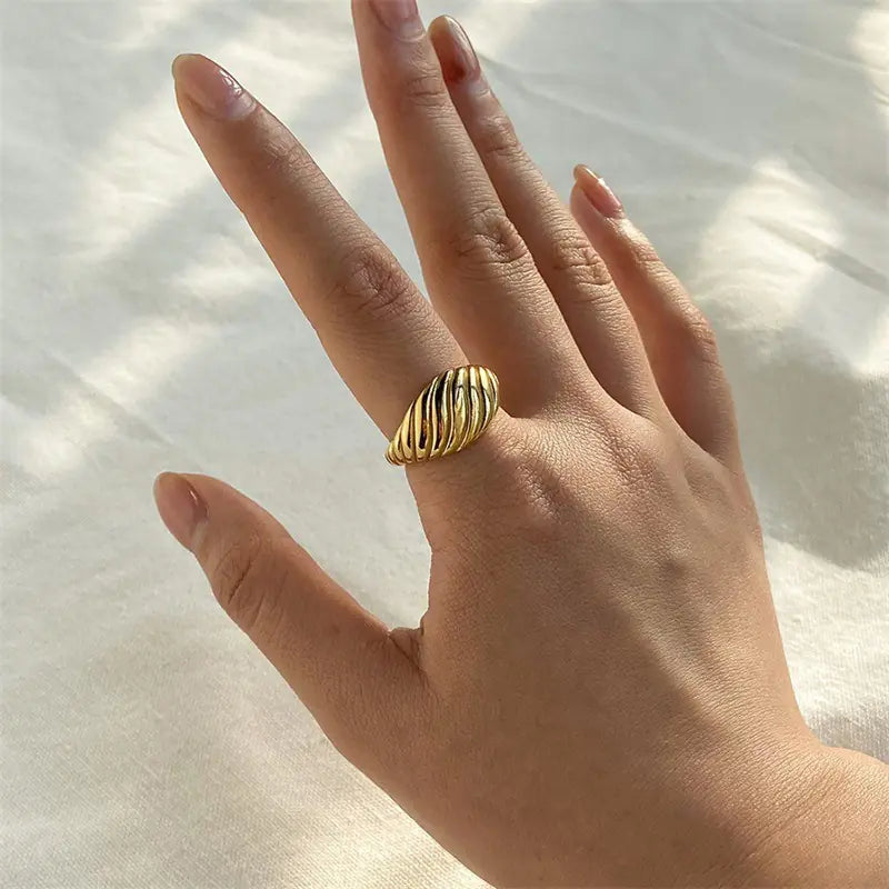 Golden Croissant Elegance Ring