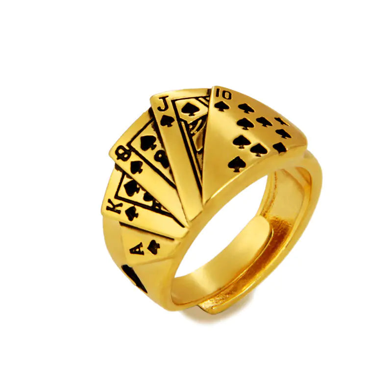 Elegant Poker Themed Gold Band